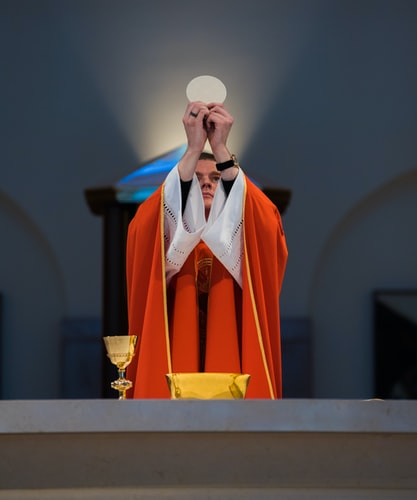 Priest with the Eucharist